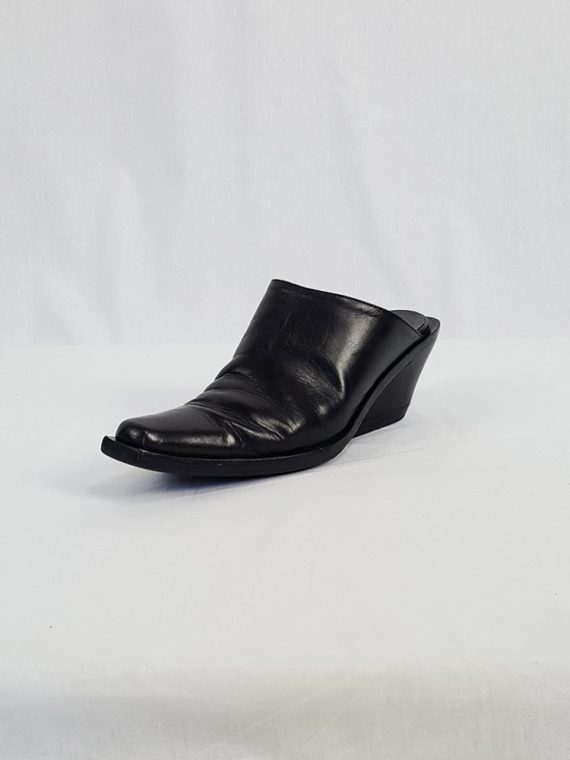 vintage Ann Demeulemeester black mules with slanted heel spring 2001 120639