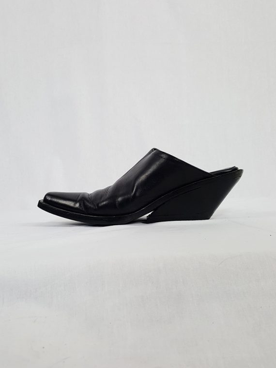 vintage Ann Demeulemeester black mules with slanted heel spring 2001 121136