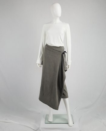 Comme des Garçons tricot grey wrap skirt with belt — AD 1992