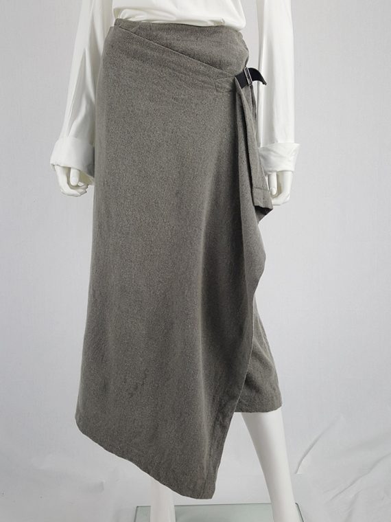 vintage Comme des Garcons tricot grey wrap skirt with belt AD 1992 111916(0)