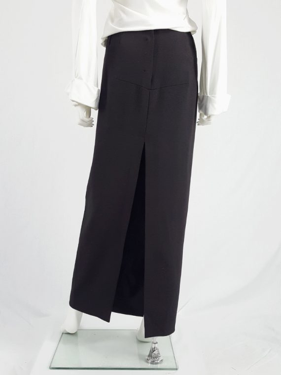 vintage Maison Martin Margiela black maxi skirt with back slit fall 1998 1427