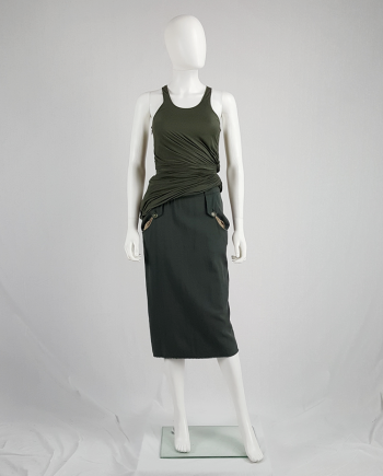 Maison Martin Margiela green skirt with exposed pocket lining — fall 2003