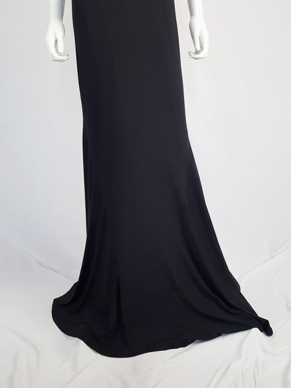 vintage Ann Demeulemeester black backless maxi dress with back zipper strap spring 2016 114312
