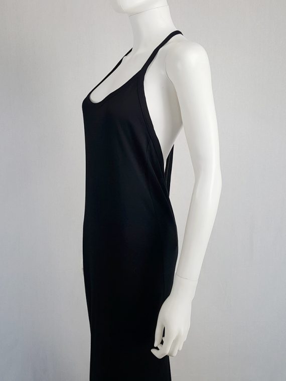 vintage Ann Demeulemeester black backless maxi dress with back zipper strap spring 2016 114712