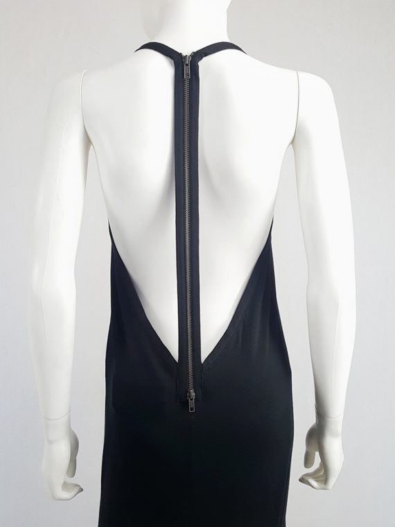 vintage Ann Demeulemeester black backless maxi dress with back zipper strap spring 2016 114953