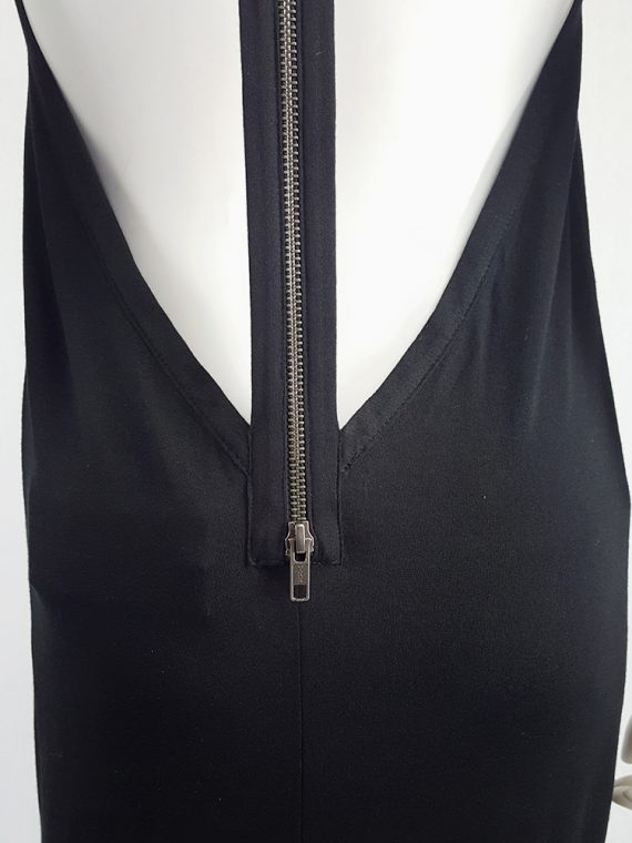 vintage Ann Demeulemeester black backless maxi dress with back zipper strap spring 2016 115026