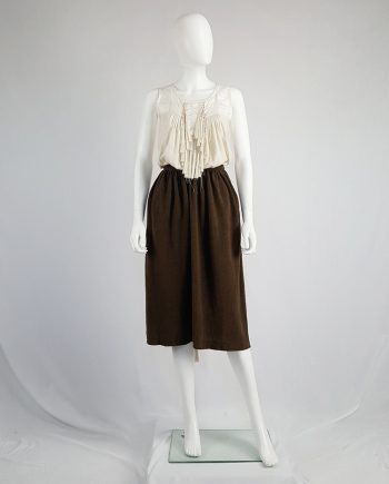 Comme des Garçons brown pleated skirt in towel fabric — 1970's