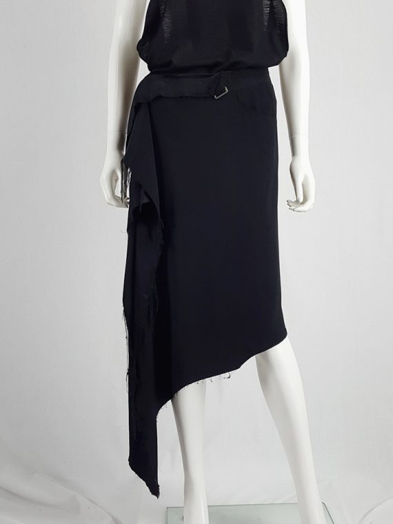vintage Maison Martin Margiela black asymmetric skirt torn from the fabric roll spring 2006 211618