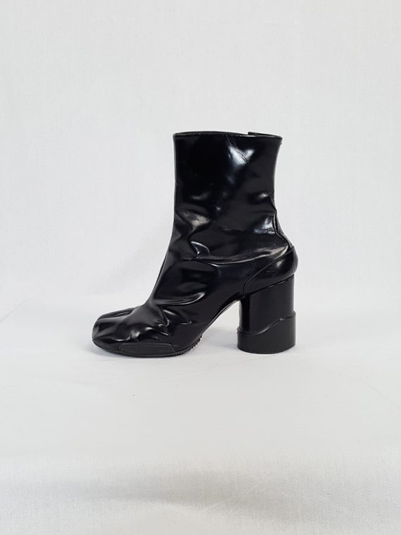 vintage Maison Martin Margiela black patent techno tabi boots fall 2014 134016