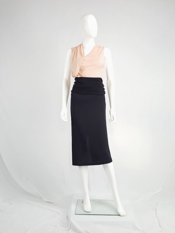 vintage Yohji Yamamoto black midi skirt with obi style sash 175406