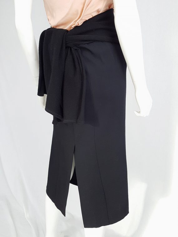vintage Yohji Yamamoto black midi skirt with obi style sash 175645