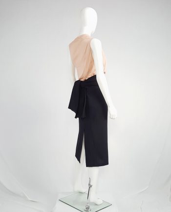 Yohji Yamamoto black midi skirt with obi-style sash