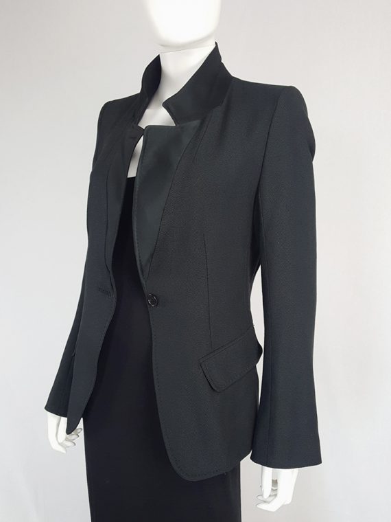 vintage Ann Demeulemeester black blazer with stitched satin lapels 134841