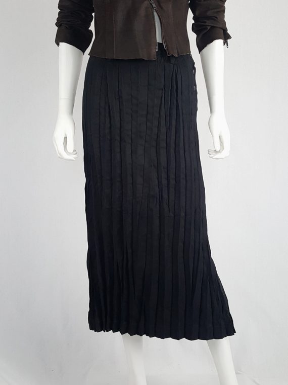 vintage Issey Miyake Fete black suede pleated maxi skirt 130435