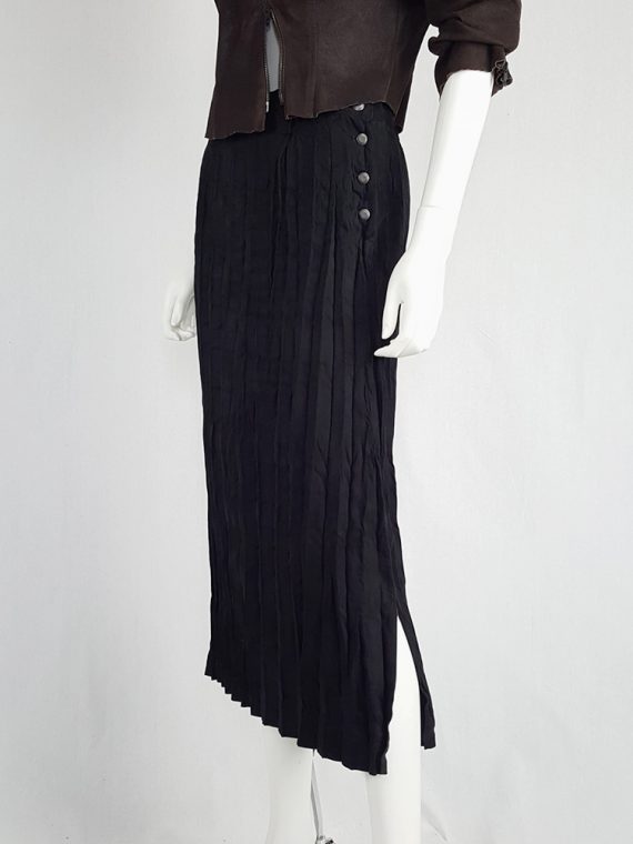 vintage Issey Miyake Fete black suede pleated maxi skirt 130608