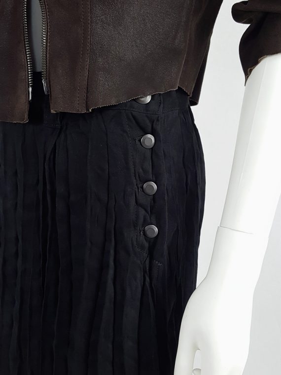 vintage Issey Miyake Fete black suede pleated maxi skirt 130632
