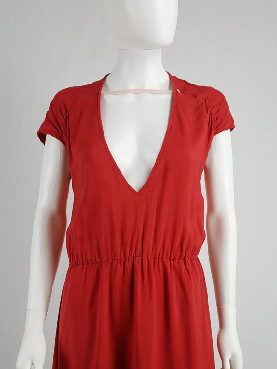 vintage Maison Martin Margiela red dress with pink strap across the chest spring 2007 102826