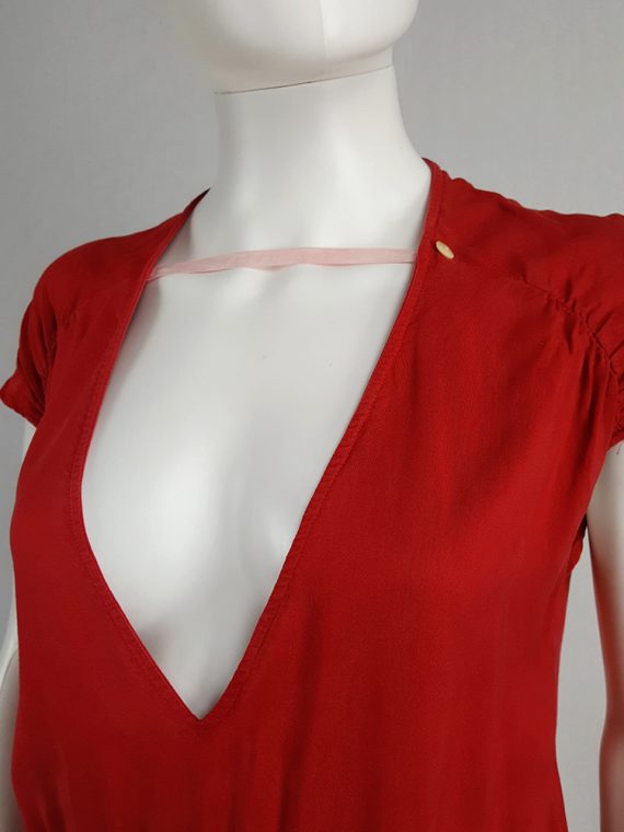 vintage Maison Martin Margiela red dress with pink strap across the chest spring 2007 102854