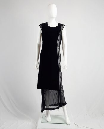 Comme des Garçons black velvet dress with sheer inserts fall 1997