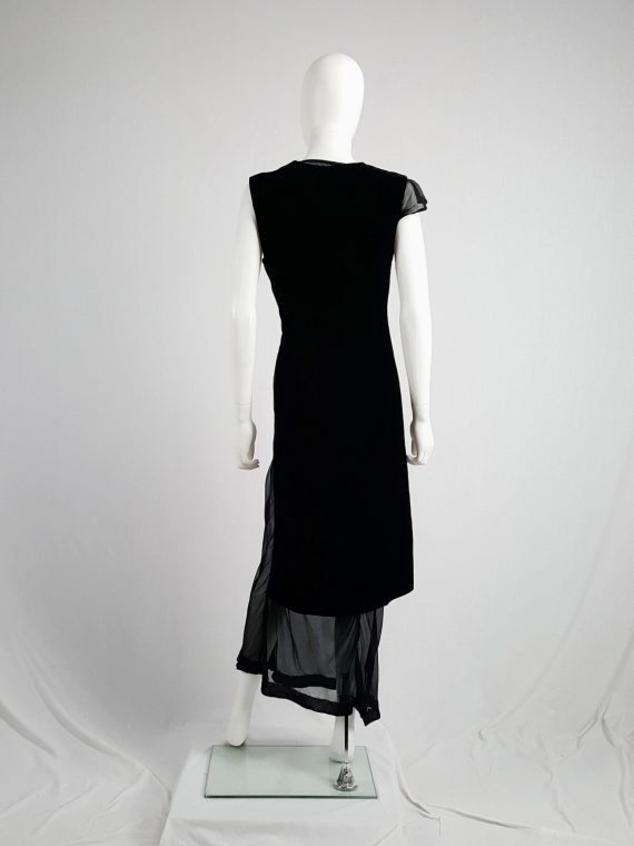 Comme des Garcons black velvet dress with sheer inserts fall 1997 140244