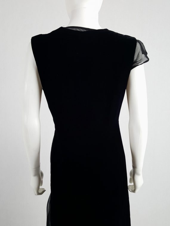 Comme des Garçons black velvet dress with sheer inserts — fall 1997 - V ...