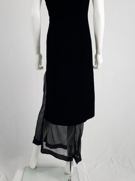 Comme des Garcons black velvet dress with sheer inserts fall 1997 140310