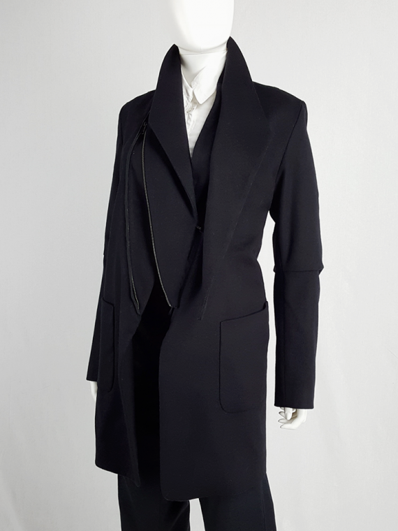 vintage Ann Demeulemeester dark navy coat with zip-off collar 3938