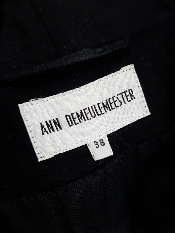 vintage Ann Demeulemeester dark navy coat with zip-off collar 4649