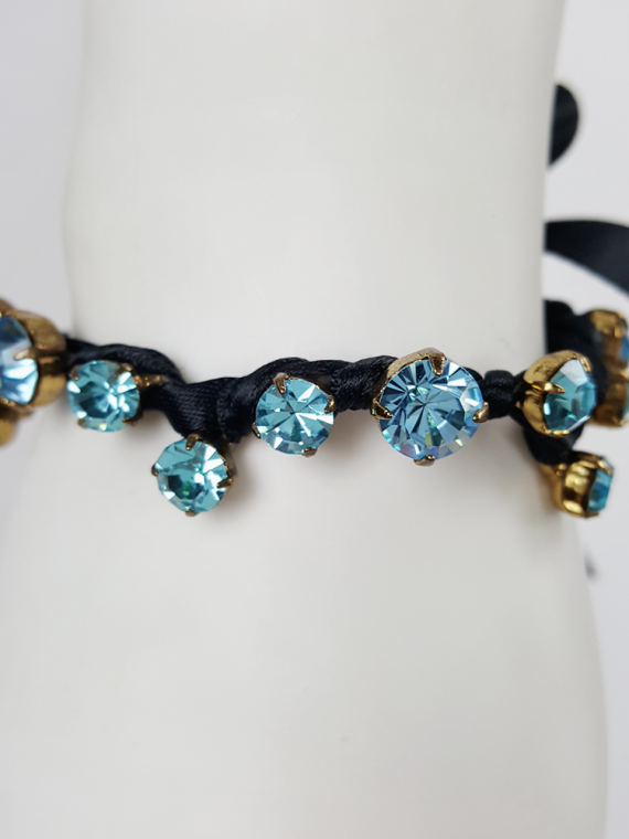 vintage Maison Martin Margiela black bracelet with blue gemstones runway spring 2004 131854