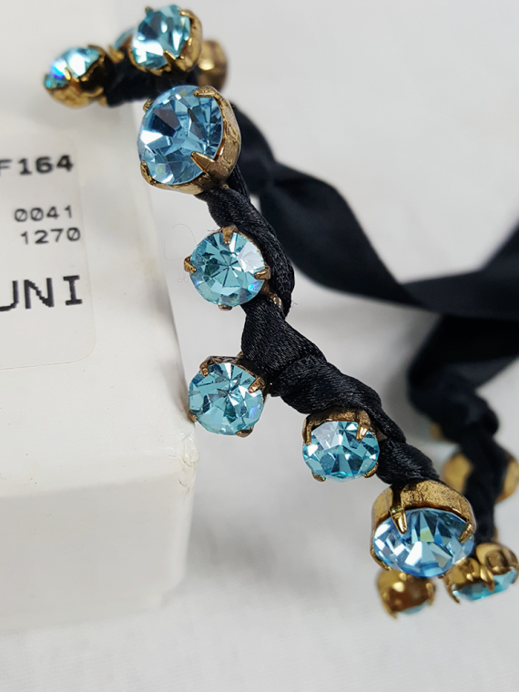 vintage Maison Martin Margiela black bracelet with blue gemstones runway spring 2004 132248