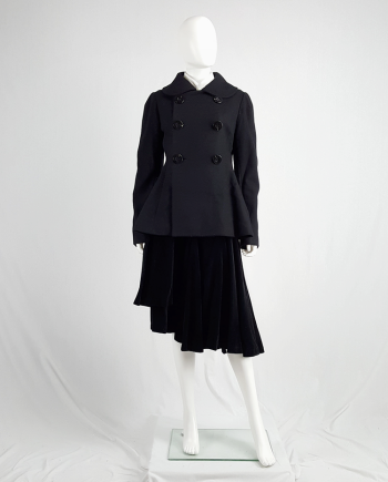 Yohji Yamamoto black double-breasted coat with round collar
