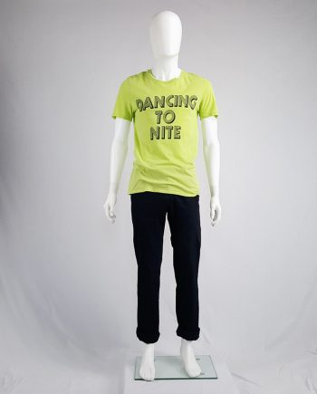 Maison Martin Margiela yellow t-shirt with 'dancing to nite' print — spring 2009