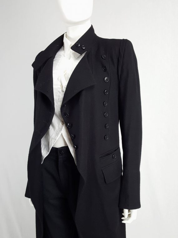 vintage Ann Demeulemeester black double breasted military style coat runway fall 2005 172117