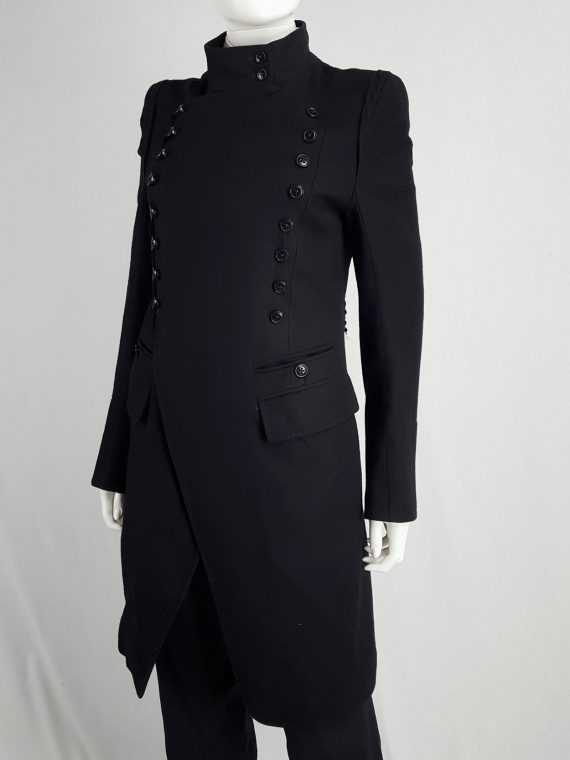 vintage Ann Demeulemeester black double breasted military style coat runway fall 2005 172408