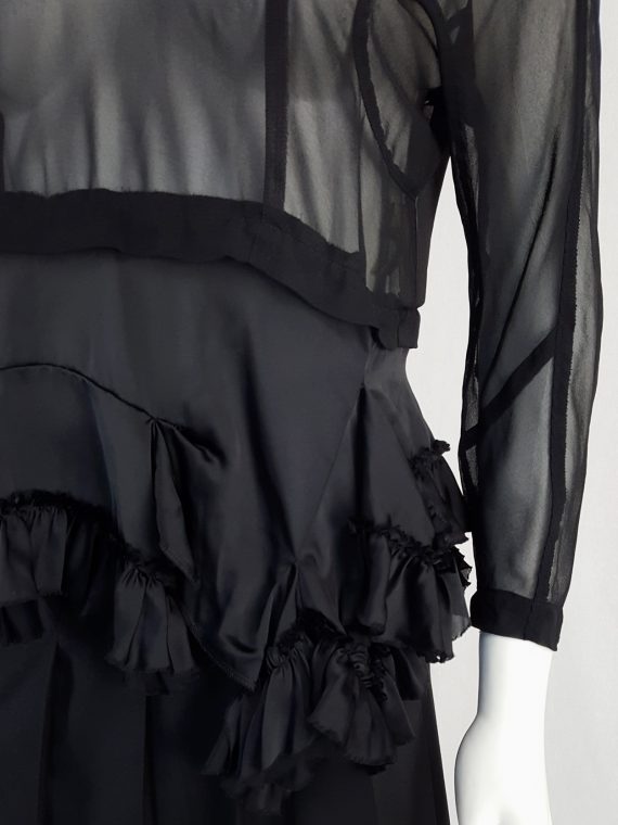 vintage Comme des Garcons black sheer top with ruffles hem spring 2016 121137