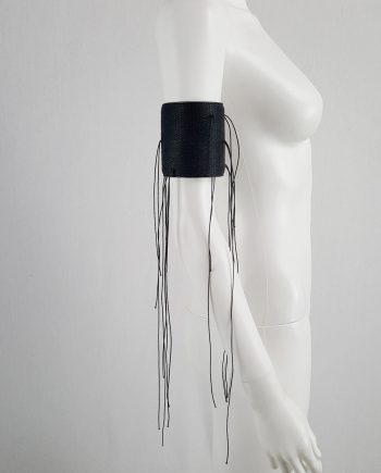 Ann Demeulemeester black leather bracelet with long threads — spring 2012