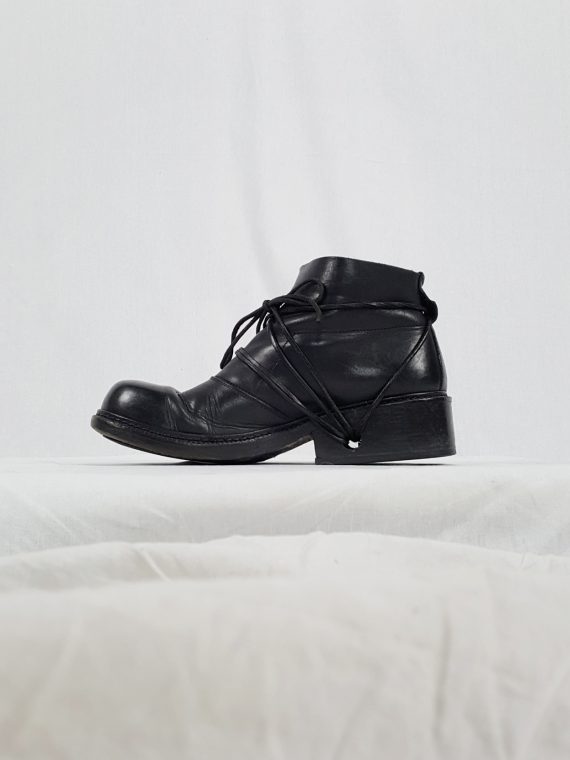 vaniitas vintage Dirk Bikkembergs black boots with laces through the soles 90s archive 120049