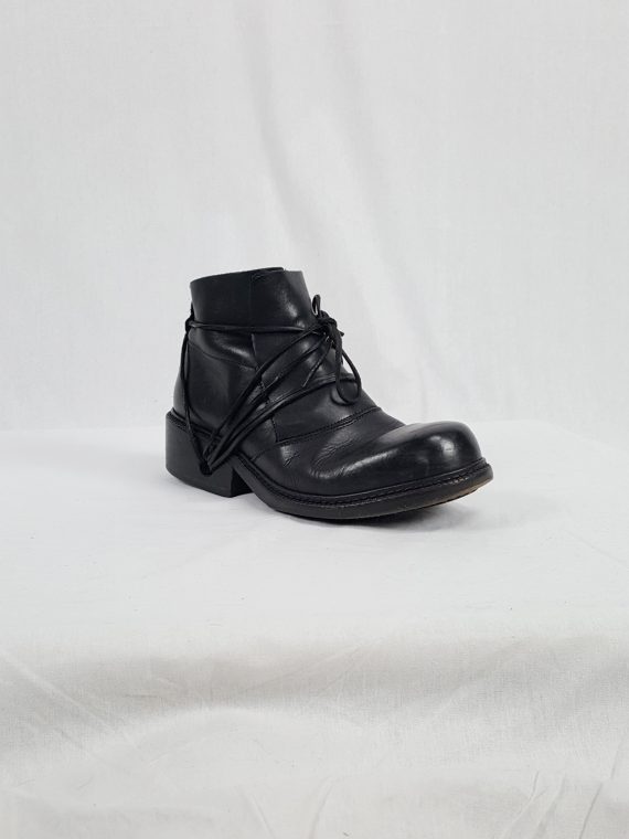 vaniitas vintage Dirk Bikkembergs black boots with laces through the soles 90s archive 120256