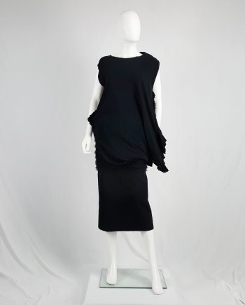 Comme des Garçons black draped top with side ruffles — spring 2013