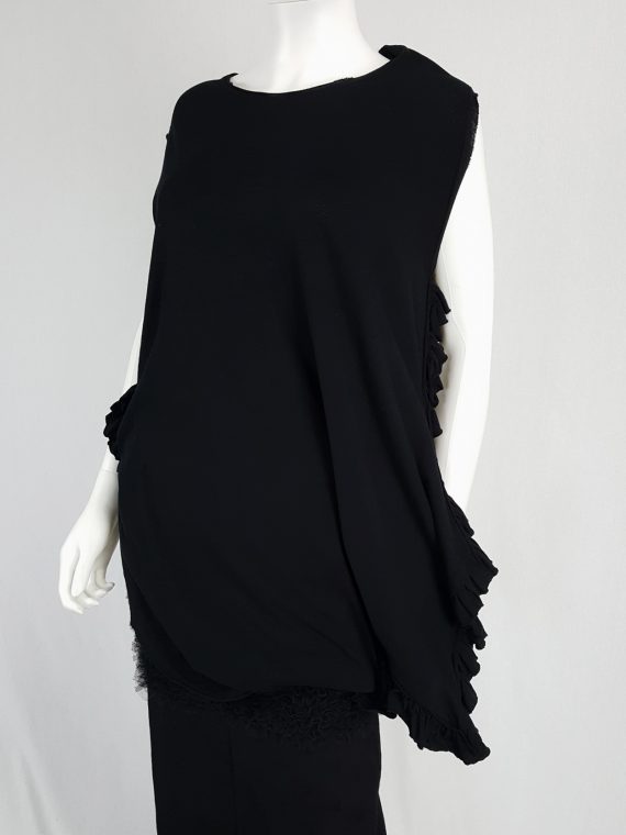 vintage Comme des Garcons black draped top with side ruffles spring 2013 125703