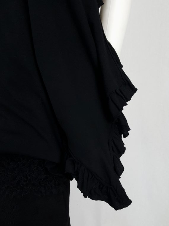 vintage Comme des Garcons black draped top with side ruffles spring 2013 125716