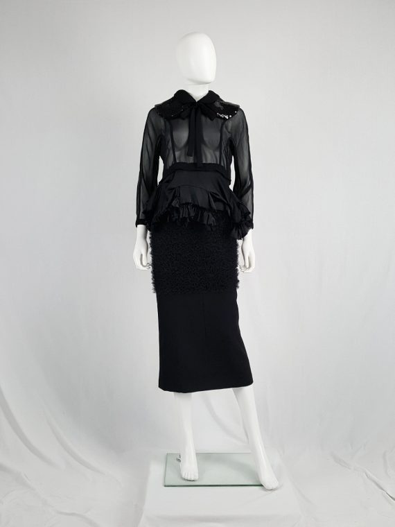 vintage Comme des Garcons black skirt with ruffled panel fall 2001 121723