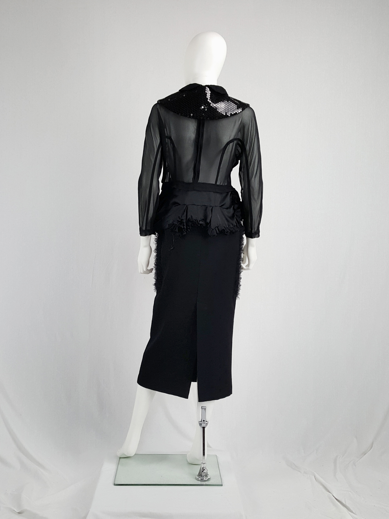 Comme des Garçons black skirt with ruffled panel — fall 2001 