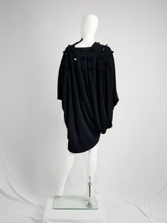 vintage Junya Watanabe black draped dress with pyramid studs fall 2015 135703
