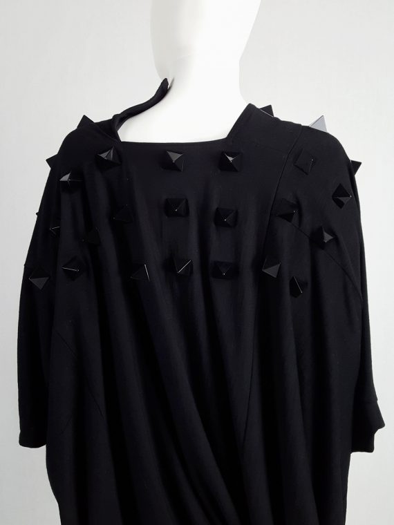 vintage Junya Watanabe black draped dress with pyramid studs fall 2015 135914