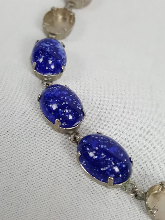 vintage Maison Martin Margiela blue gemstone necklace with missing stones spring 2007 143417