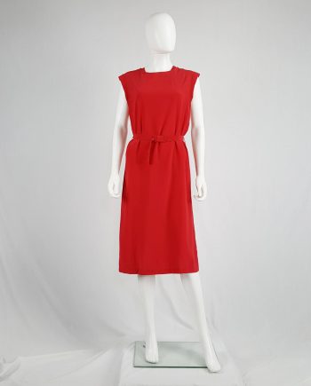 Maison Martin Margiela red oversized belted dress — spring 2001