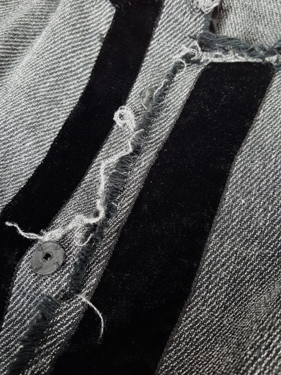 vintage Yohji Yamamoto Noir grey tweed deconstructed jacket with torn hems 131651