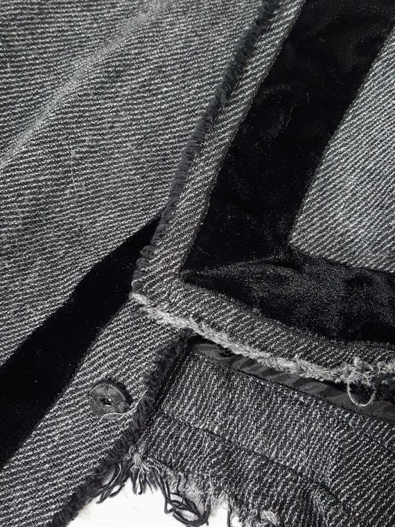 vintage Yohji Yamamoto Noir grey tweed deconstructed jacket with torn hems 131705