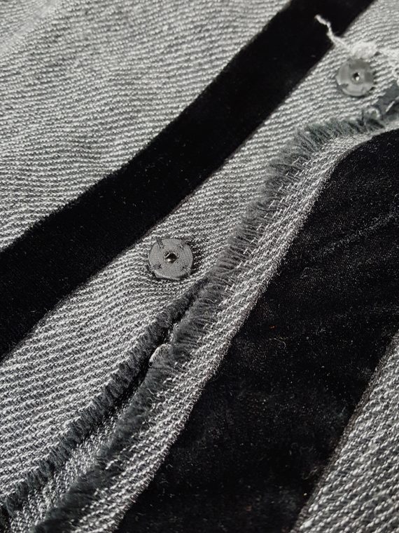 Yohji Yamamoto Noir grey tweed deconstructed jacket with torn hems ...